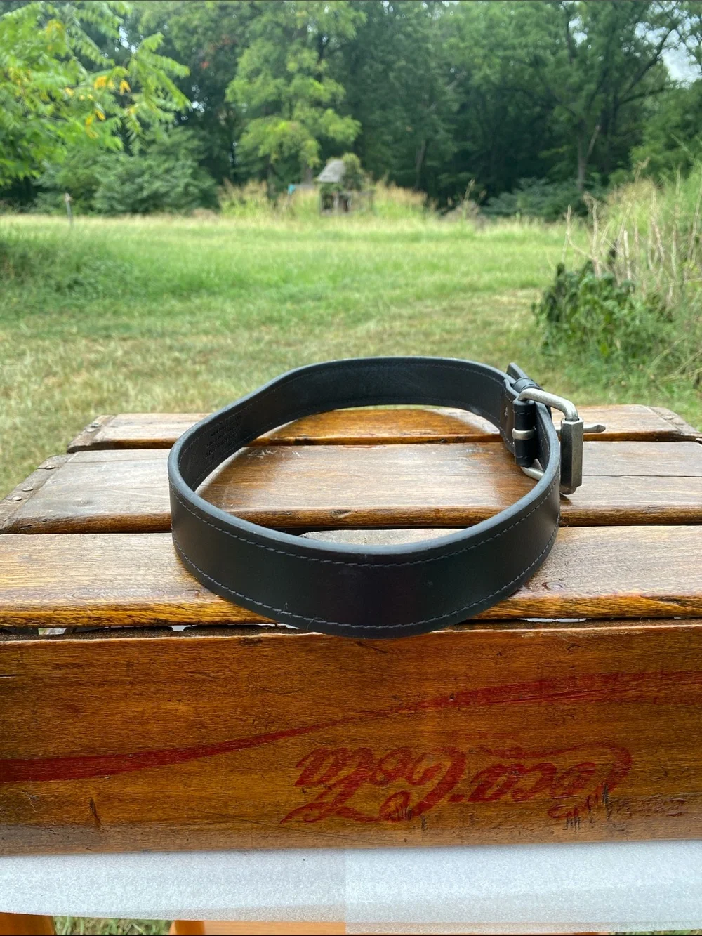 Heavy-Duty Black Full Grain Leather Belt Men's Size 34 - Durable Everyday Style
